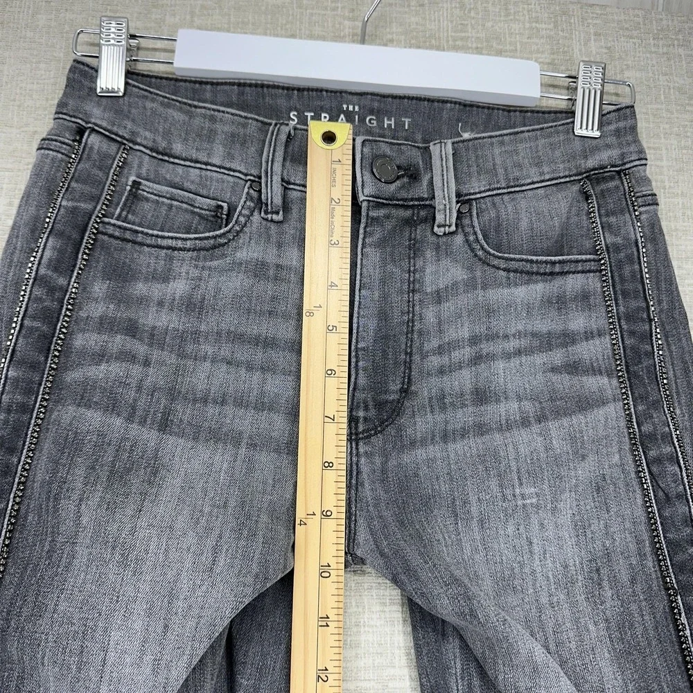 White House Black Market Jeans Womens 4 Gray‎ High Rise Straight Studded Trim